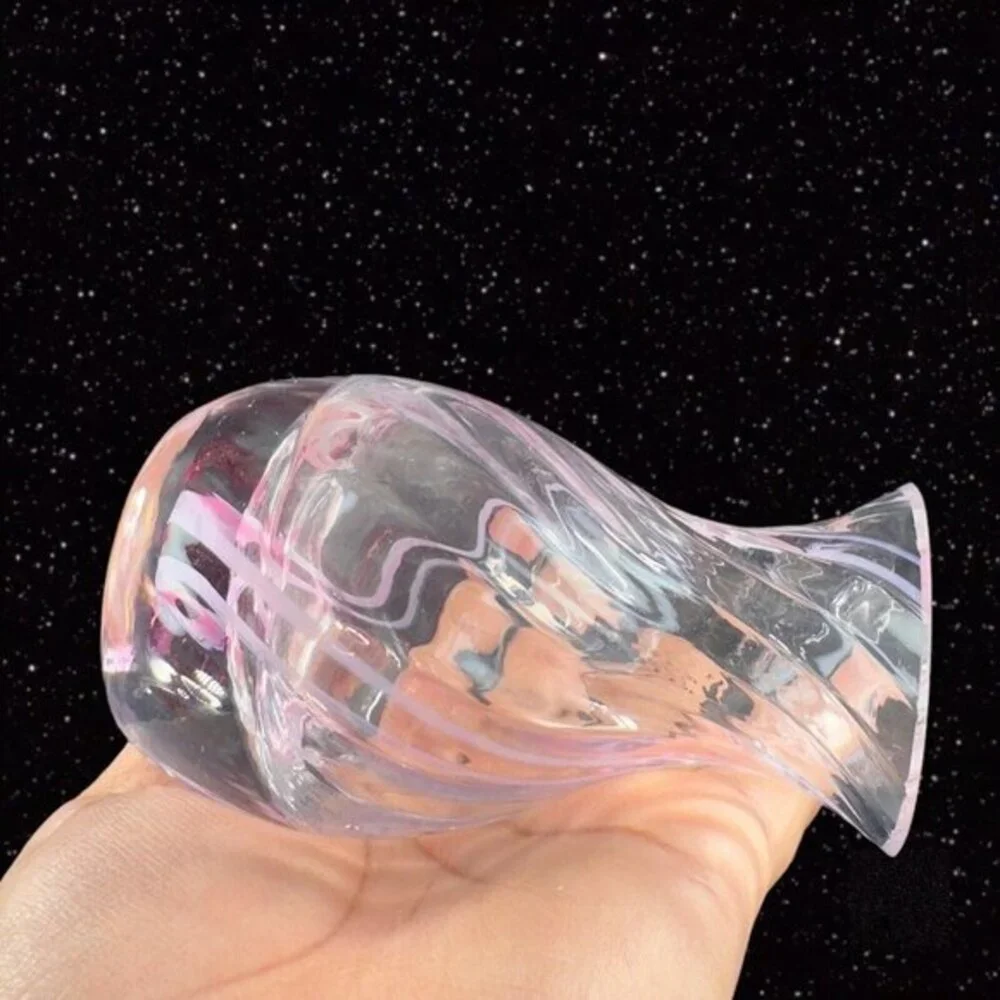 Caithness Scotland Pink White Swirl Art Glass Vase Hand Made Bud Glass Vase VTG‎